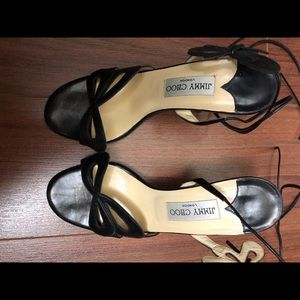 Authentic Jimmy Choo Black Leather Sandals 37.5